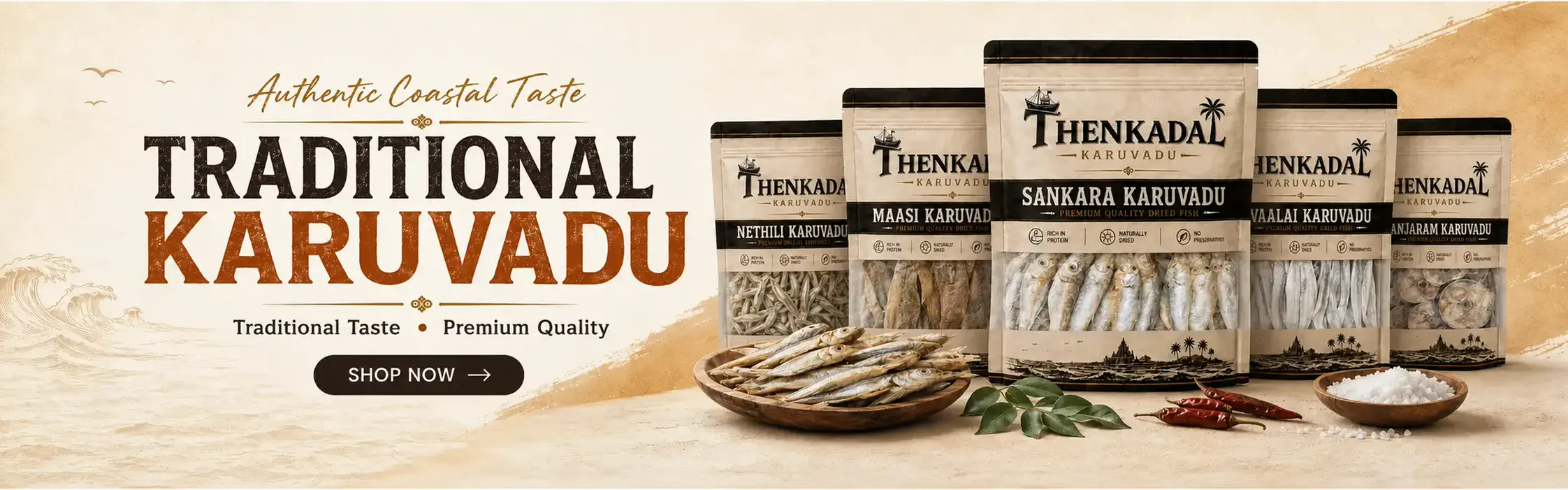 Thenkadal Karuvadu premium sun-dried fish assortment from Rameshwaram